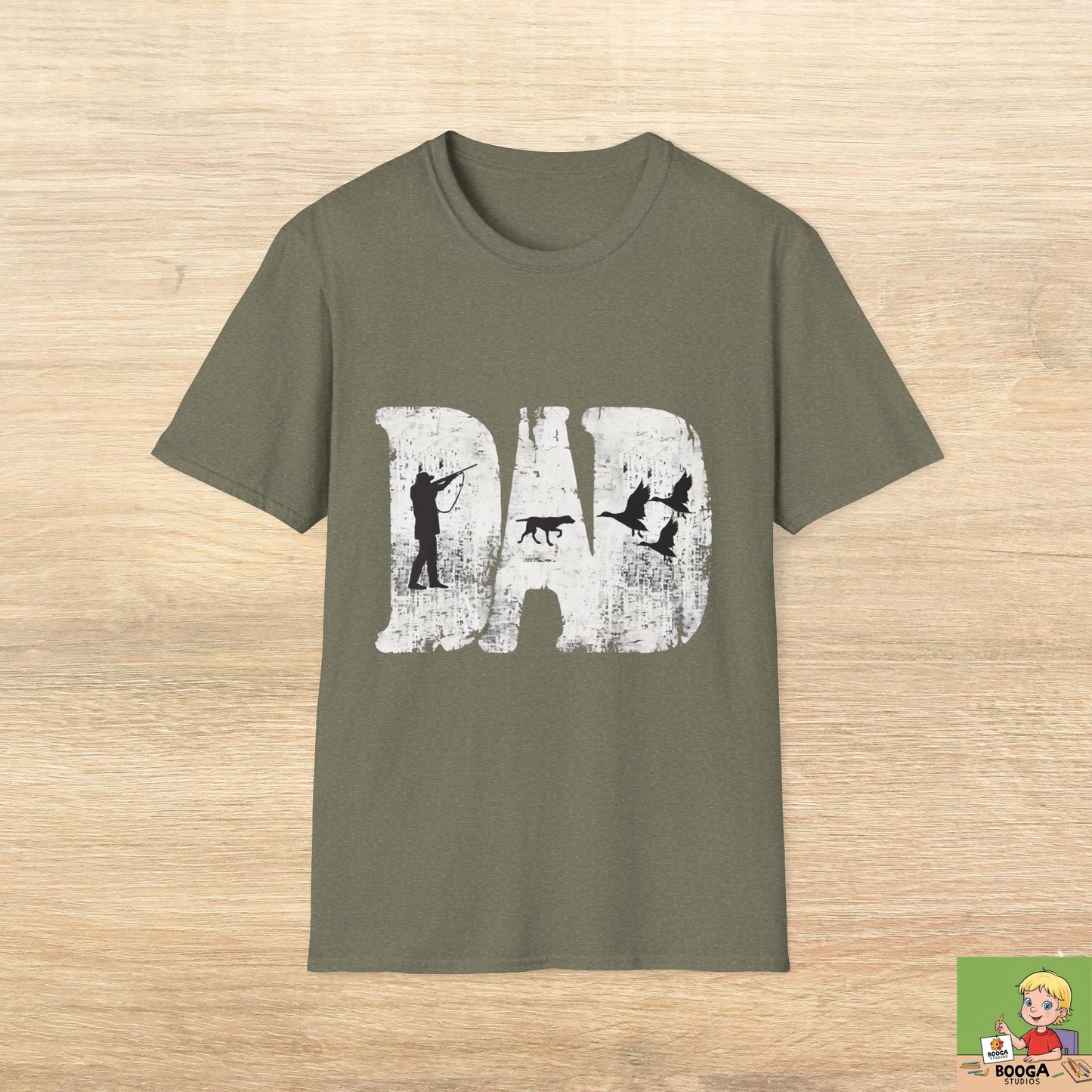 Dad Hunting Shirt for Fathers Day Funny Deer Hunter with Dog Gift for Dad Outdoorsman Camo Inspired Buck Hunting Tee
